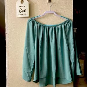 Mint or soft green off the shoulder blouse